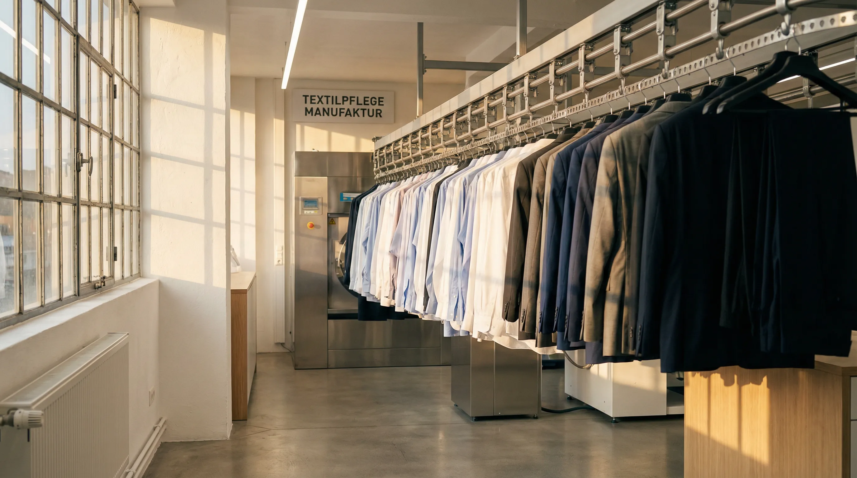 Kleiderbügel in einer Textilreinigung - AdBügel Partnerstandort