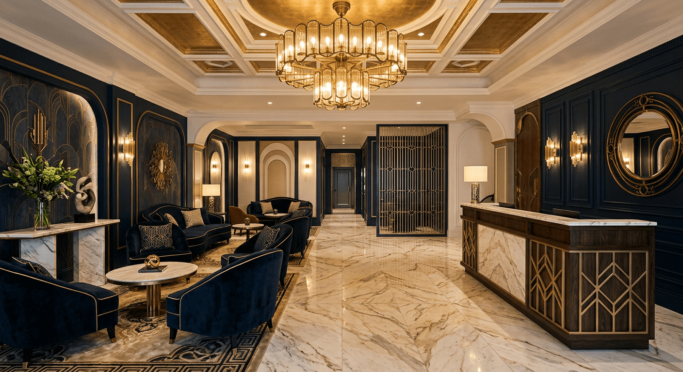 Lobby eines gehobenen Boutique-Hotels