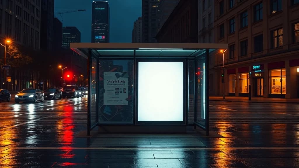 Kreative Werbeinstallation an einer Bushaltestelle