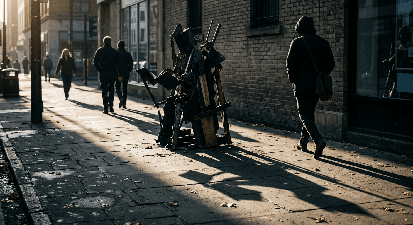 Kreative Guerrilla-Werbeinstallation auf einem Gehweg