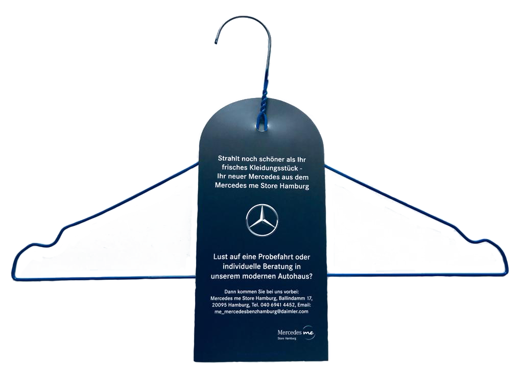 Kleiderbügelwerbung Flyer von Mercedes Benz